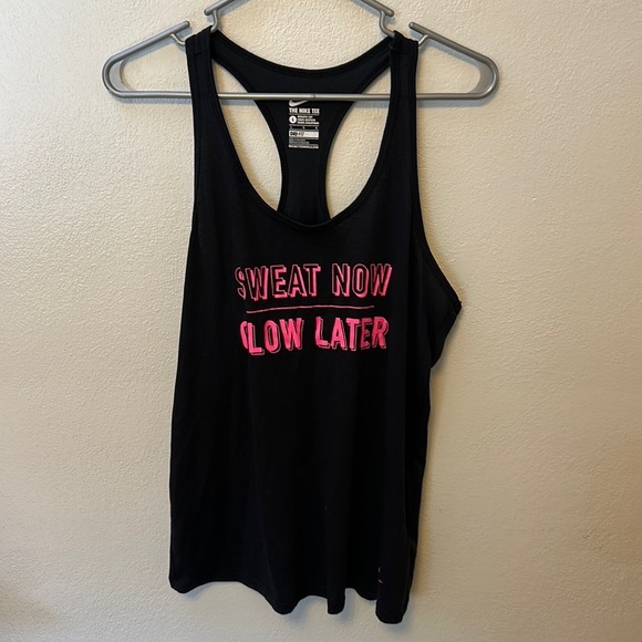 Nike Dri-Fit  Sweat Now Glow‎ Later Graphic Tank Athletic Workout Motivational L - Picture 1 of 3